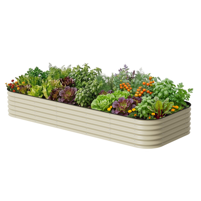 Lit de jardin surélevé d'extérieur en métal 17 po X 17 po, Pearl White