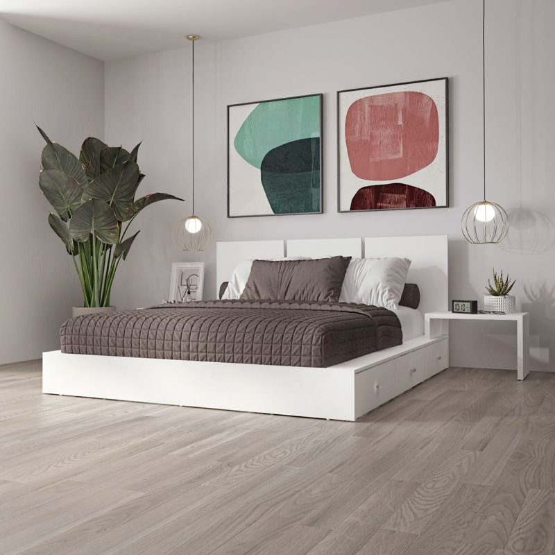 Delta Collection 6-Drawer Captain’s Storage Bed – Platform Bed with Headboard & 2 Drawerless Nightstands – No Box Spring Required