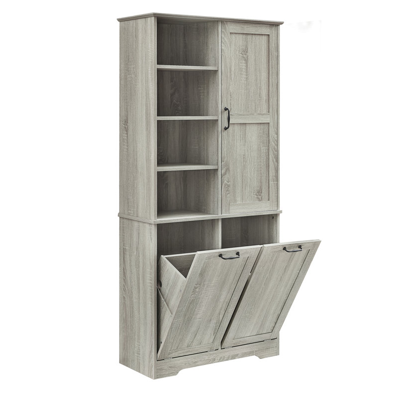 Blythe Contemporary Tall Cabinet With Tilt-Out Hampers And Adjustable Shelves