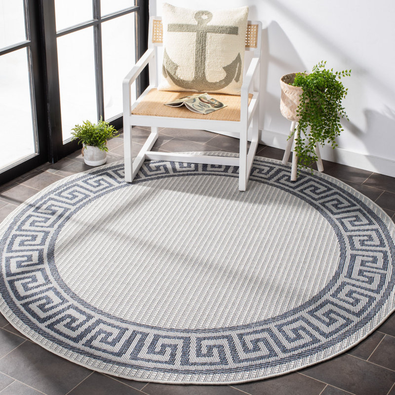 Brympton Performance Machine Washable Geometric Indoor/Outdoor Area Rug, Round 5'3"