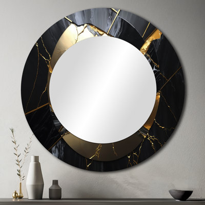 Abstract Geode Gold III - Marble Abstract Round Mirror Wall Decor_MTMIR58547