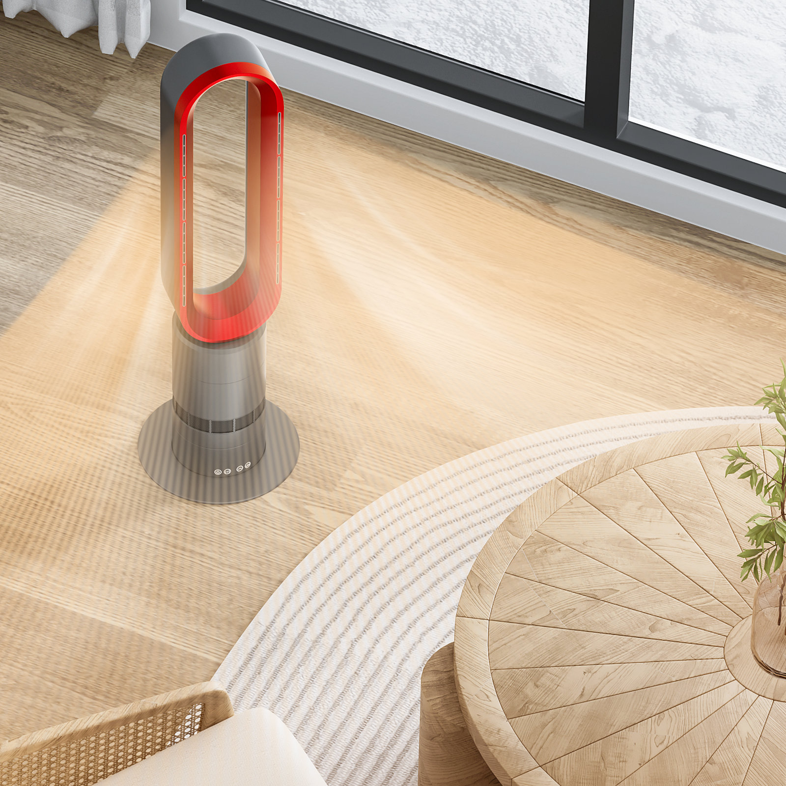 MoNiBloom 2 in 1 Space Heater Bladeless Tower Fan, 31" Heater & Fan