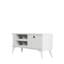 Meuble télé moderne blanc avec plusieurs tablettes, 47,2 po x 17,6 po x 11,6 po | 100% panneau de particules enduit de mélamine, épaisseur: 0,7 pouce | Conception murale scandinave élégante, pieds en plastique durables pour la stabilité-131602283-118855574