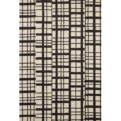 Tapis noir / ivoire en jute / sisal / laine touffeté à la main Chris x Loloi Polly par Chris Loves
