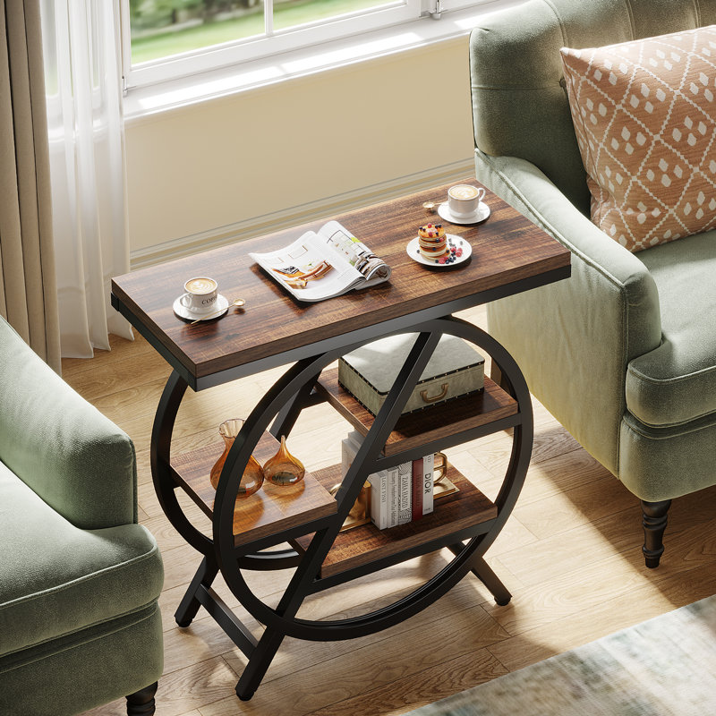 Zekira End Table, Rustic Brown, Black