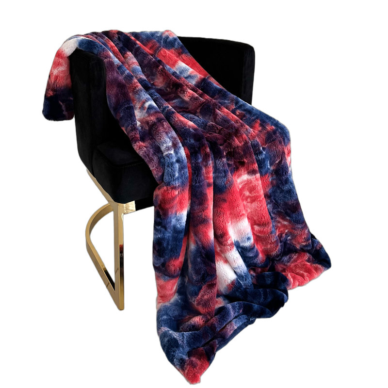 Couverture Fureal, L 114 po x L 120 po, Bleu/rouge