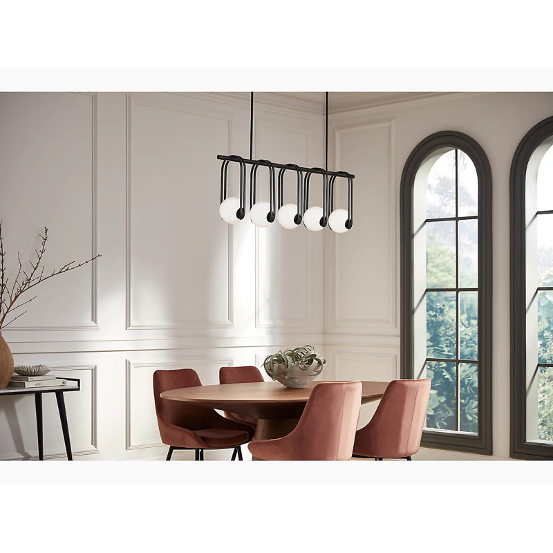 Kraga 45" Five-Light Linear Chandelier, Matte Black