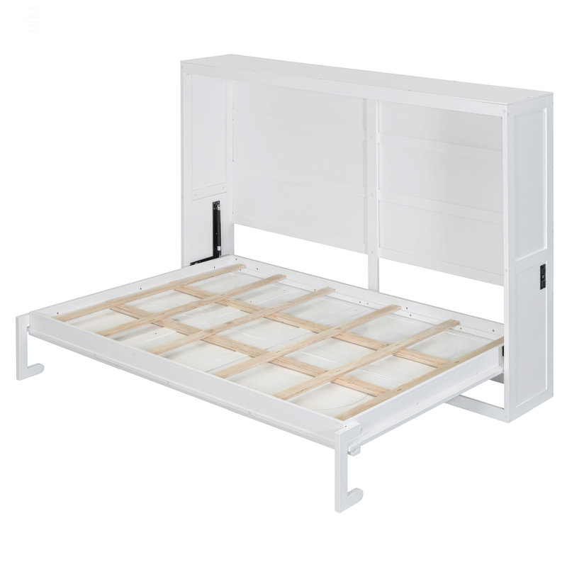 Lit escamotable double pleine grandeur, Double, Blanc