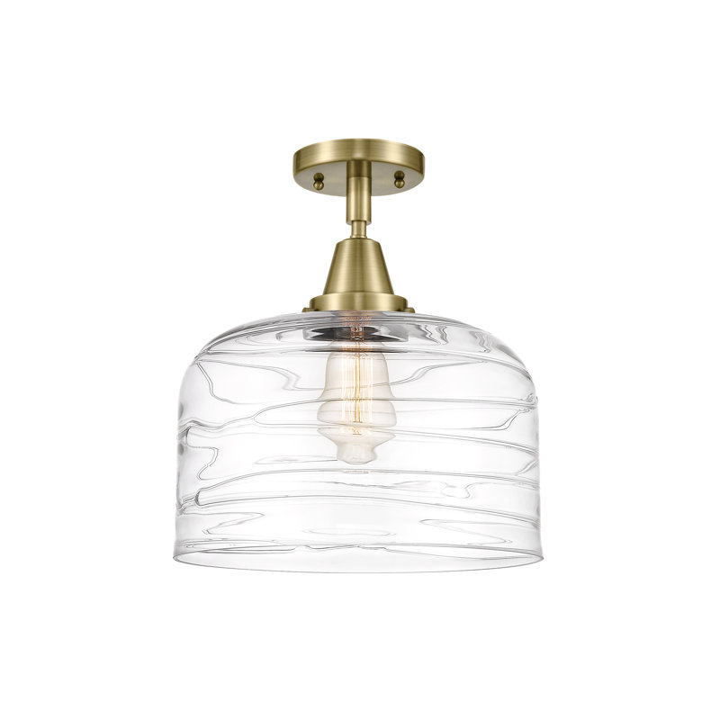 Plafonnier encastré en verre à DEL, Laiton antique, DEL, Non