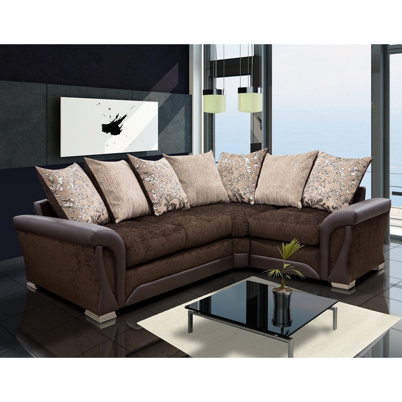 Bracamonte 4 Seater Corner Sofa , Brown/Brown, Right facing