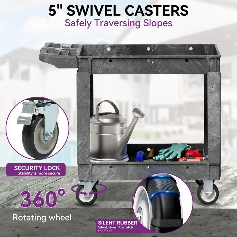 33.5'' H x 17.4'' W Utility Cart with Wheels