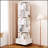 Rotating 360-Degree 6-Tier Corner Bookshelf With Drawer, Space-Saving Wood Organizer For Small Rooms And Modern Decor