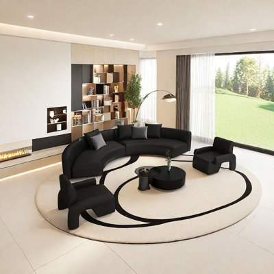 Black semi-circular arc negotiating sofa