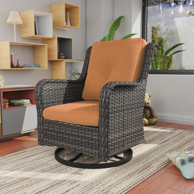 Pompidou Outdoor Rattan Swivel Chair with Cushions