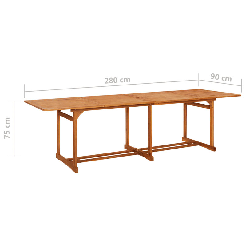 Areeb Rectangular Acacia Outdoor Dining Table With Umbrella Hole , 280cm cm W 90cm cm D