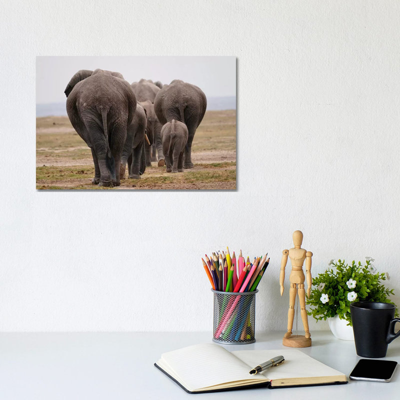 African Elephant Family Herd by Hiroya Minakuchi - Wrapped Canvas Print, 20.32 cm H x 30.48 cm W