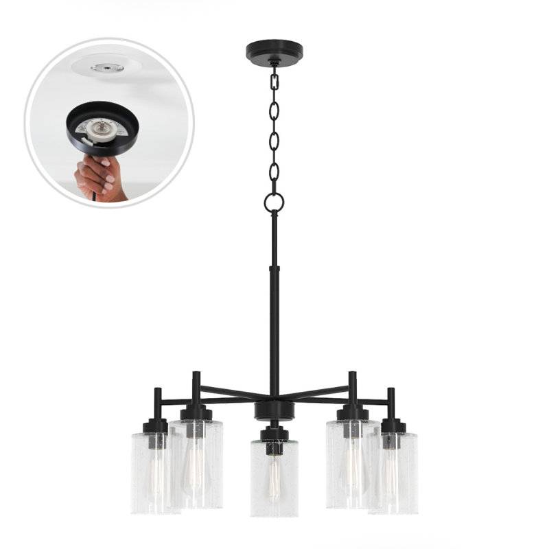 Wexton 5-Light 24” Wide Chandelier, Matte Black