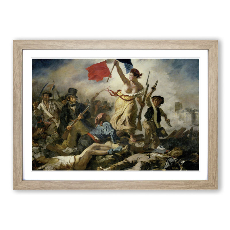 Liberty Leading the People by Eugene Delacroix - Framed Print, 36cm H x 48cm W x 2cm D, Oak Framed