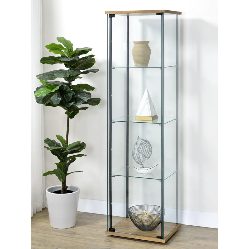 17.15" W Transitional Curio Cabinet, Brown