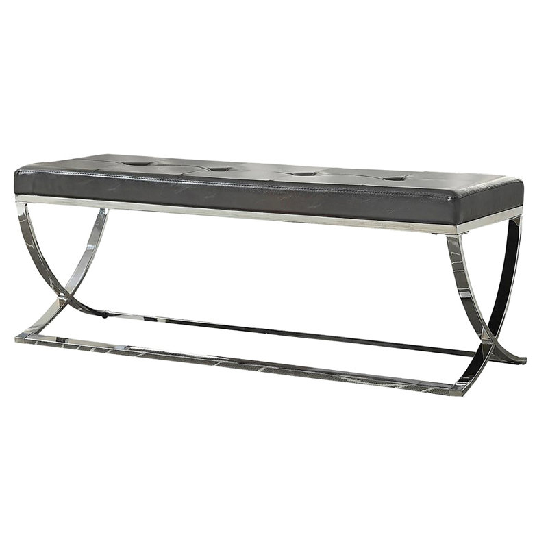 Élégant banc rembourré noir avec cadre pour l'intérieur et pieds élégants