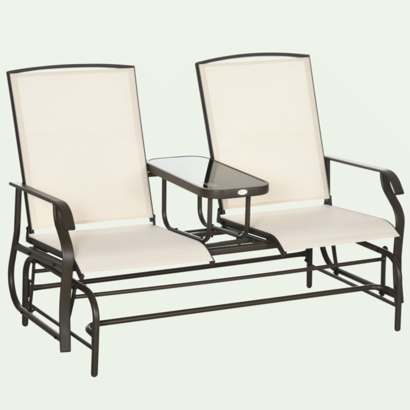 Banc oscillant avec table centrale Outsunny, Beige