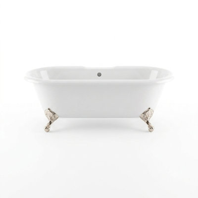 Baignoire de trempage sur pattes en acrylique à double extrémité de 66 pouces sans trous de robinet The Arcadia