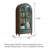 31.5" Teal-Brown Solid Wood Hand-Painted Vintage Display Cabinet
