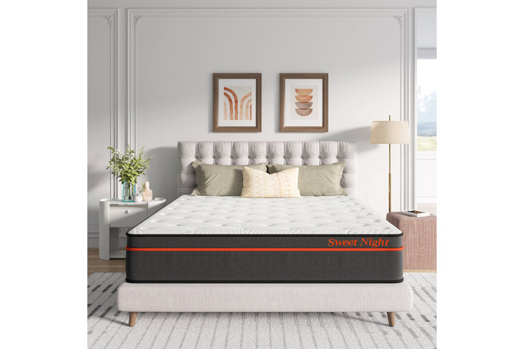 euro top mattress on upholstered bed