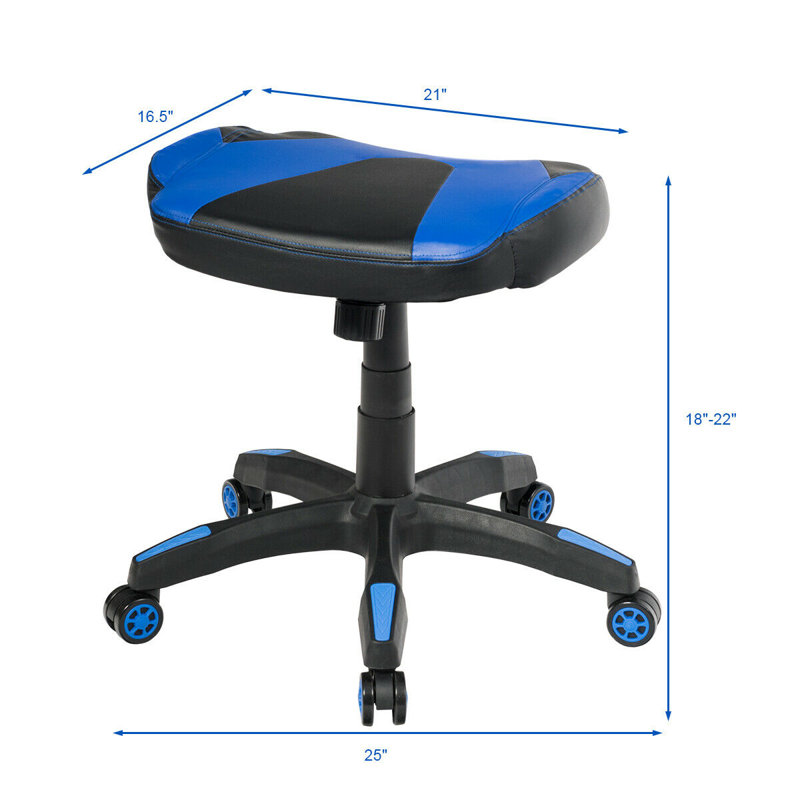 Adjustable Height Ergonomic Lab Stool Wheels, Blue