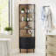 Bibliothèque d'angle, étagère de rangement à 5 niveaux avec armoire-2137717374