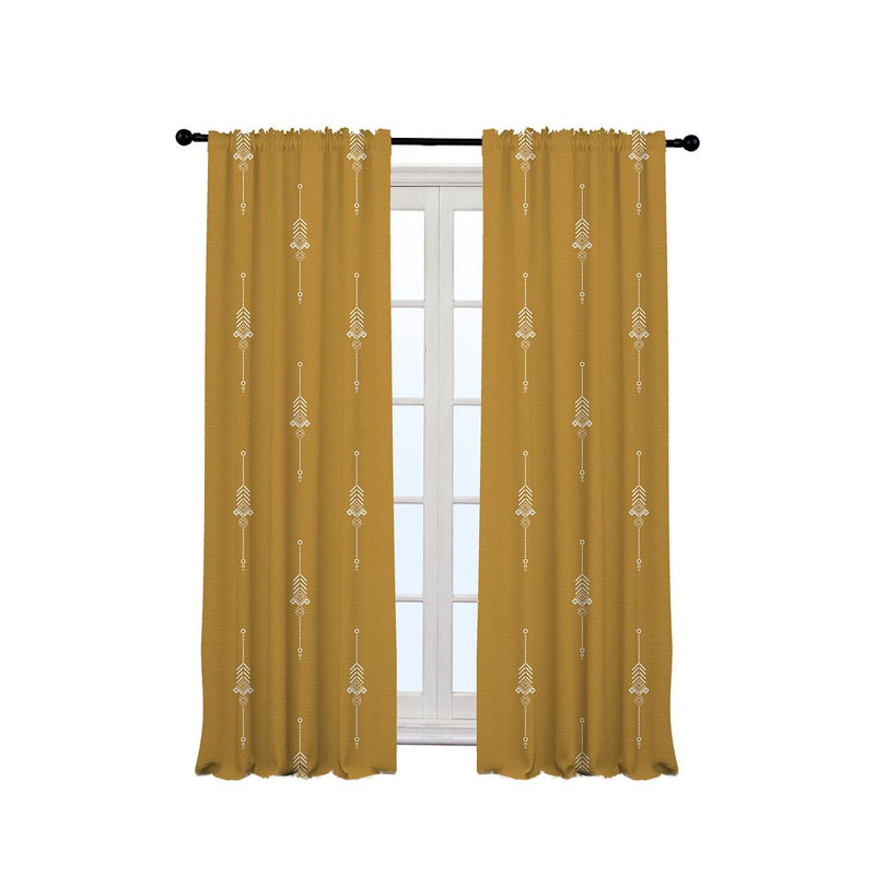 Burley Semi Sheer Curtain Pair, Mustard Yellow, 140cm Width x 245cm Drop