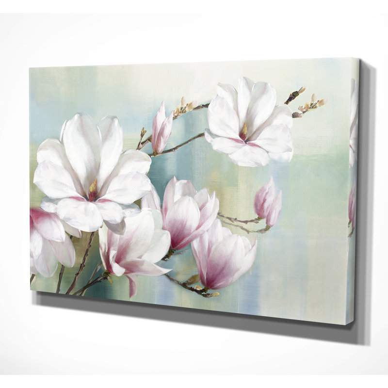 Fleurs de magnolia - impression, H 24 po x l 36 po, Toile tendue
