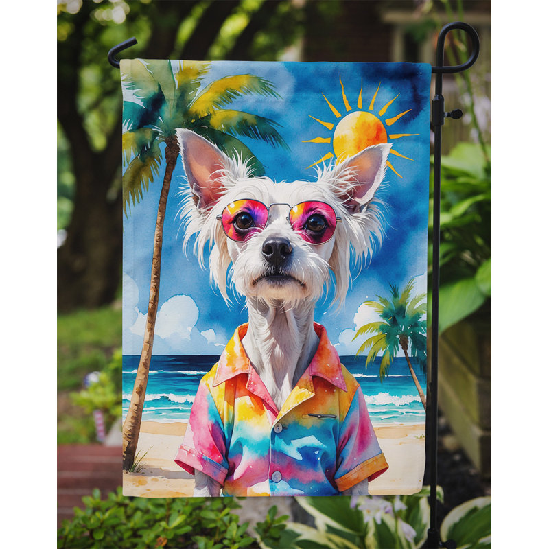 Bouvier bernois avec drapeau de jardin, Chien chinois à crête