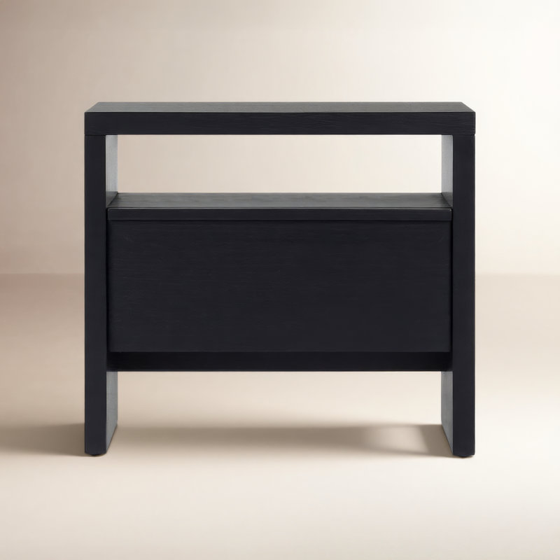 Sedona Solid + Manufactured Wood 26" Nightstand, Black