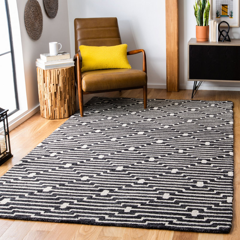Tapis géométrique en laine / coton touffeté à la main Beardall, Rectangle 5 pi x 8 pi