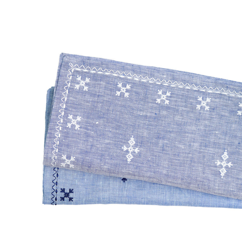 Fez Linen Napkin, Periwinkle/Navy