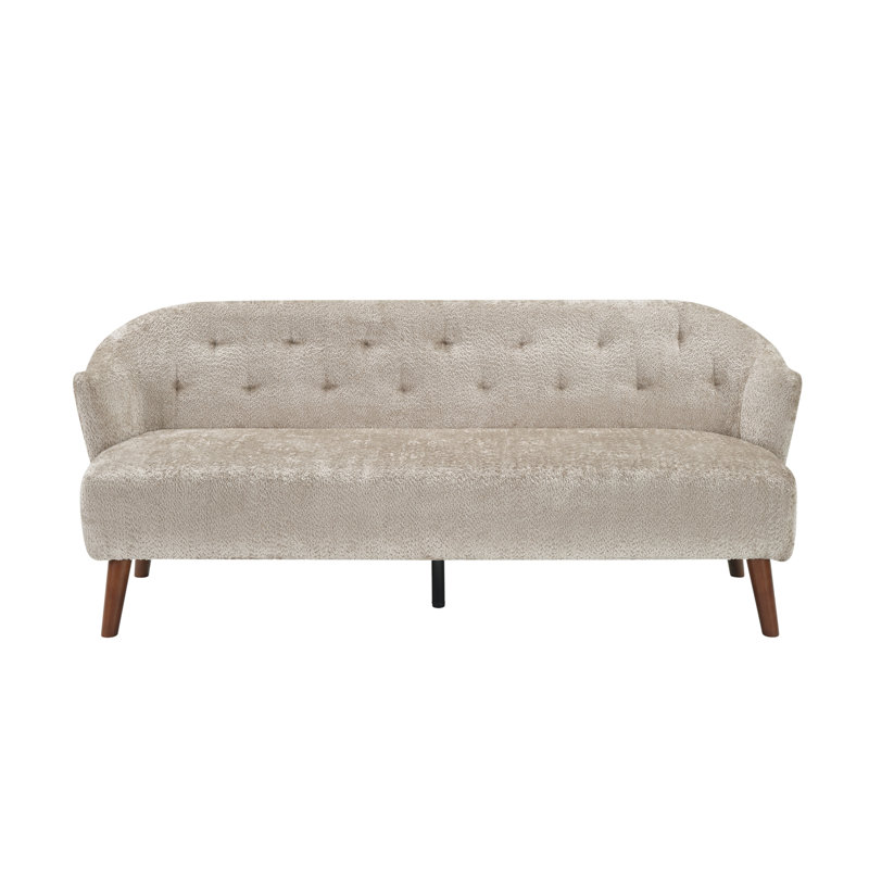 Canapé 3 places moderne avec capitonnage 73,6 po, Tissu brun moelleux, Brun