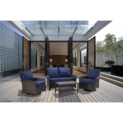 Jeanine 4 - Person Outdoor Seating Group with Cushions by Red Barrel Studio