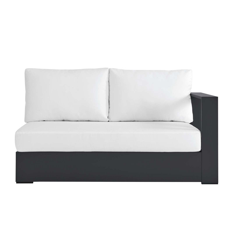 Causeuse modulaire d'extérieur en aluminium thermolaqué Modway Tahoe, Accoudoir à droite (vu de face), Blanc