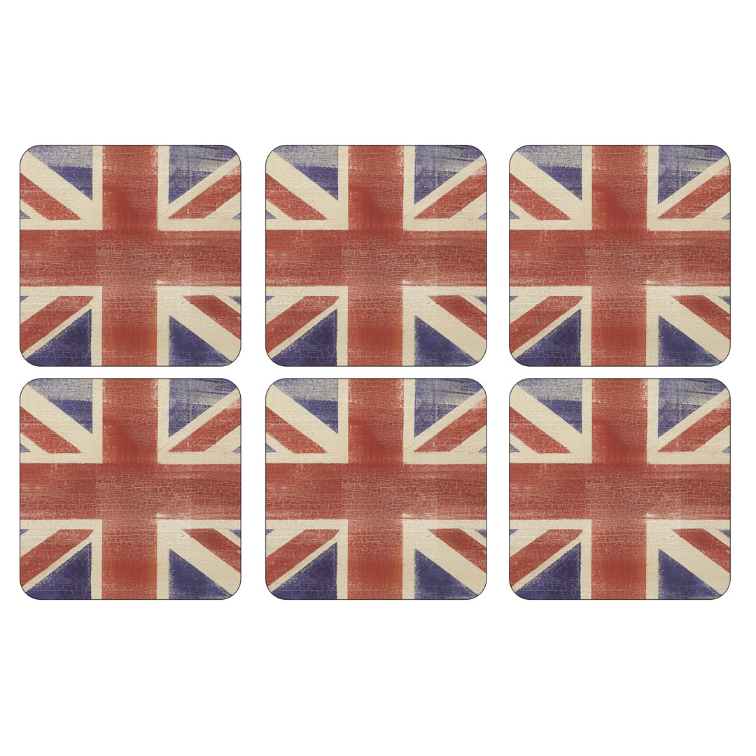 Pimpernel Union Jack Flag Coasters 4"X 4" (Set of 6) Pimpernel