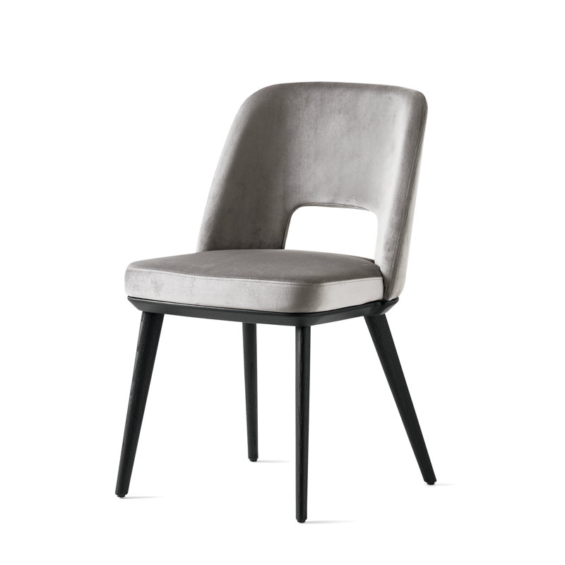 Chaise rembourrée Foyer, Noir mat, Gris cendré