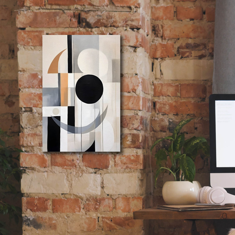 «Black and Tan Geometric 3» par Petals Prints Design, art mural sur toile, 40 po x 60 po, H 18 po x l 12 po x P 0,75 po