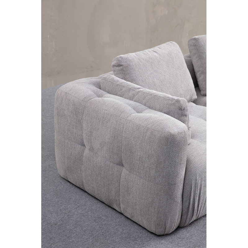 Élégant canapé 2 places gris clair de 118,1 po x 47,2 po x 25,6 po | Structure durable en bois de hêtre et en carton gris | Revêtement 100% polyester, mousse douce et coussins en plumes inclus | Parfait pour le salon et les espaces confortables