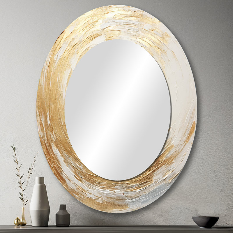 Vortex doré doux et doré - miroir mural moderne ovale, 43 po x 33 po