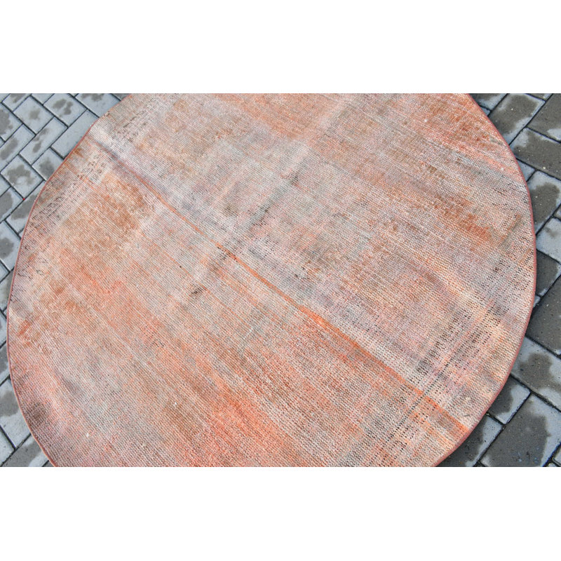 Tapis turc rond fait à la main de couleur orange offrant un plancher tissé doux unique pour la décoration intérieure
