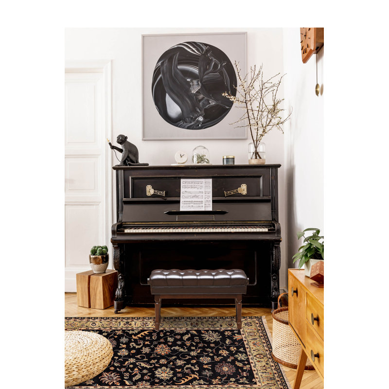 Tapis noir Finest Agra Jaipur 5 pi 1 po x 7 pi 0 po