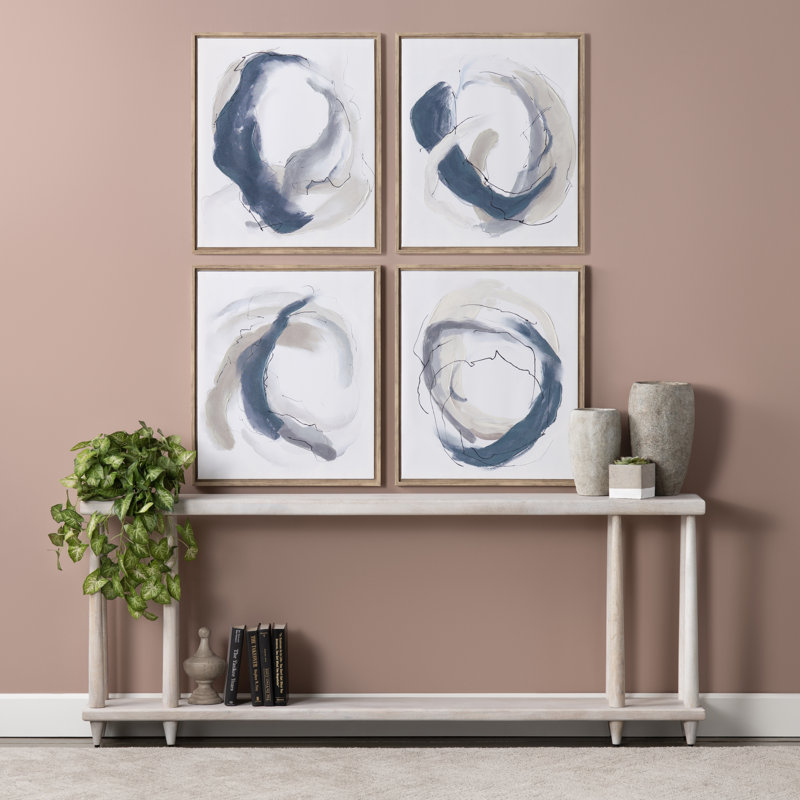 Geneva 4 Piece Abstract Framed Canvas Set