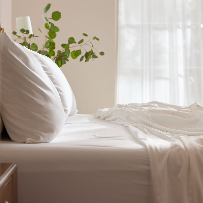 400 Thread Count Rayon Sheet Set, Split-King, White