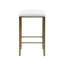  Tabouret de comptoir de 26 pouces sans dossier, tabouret de cuisine minimaliste rembourré avec base en métal bronze, ivoire