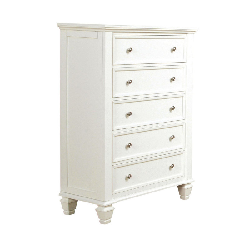 Commode 5 tiroirs Dangerfield, Blanc